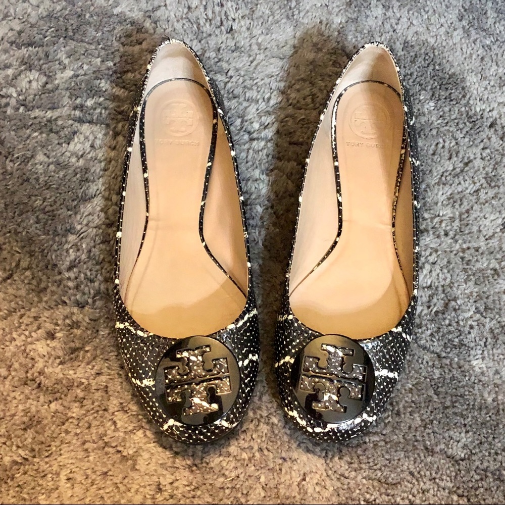 🎉EUC Tory Burch Snake Leather Minnie Flats 9.5🎉